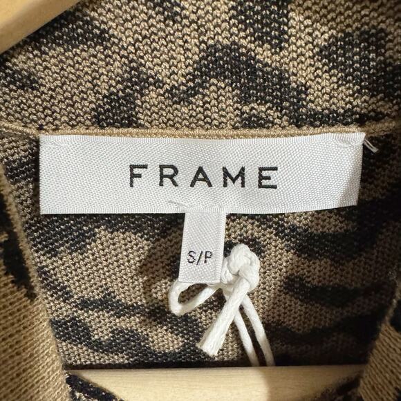 FRAME Mockneck Mini Sweater Dress Women Small Long Sleeve Bodycon Animal Print - Picture 3 of 8